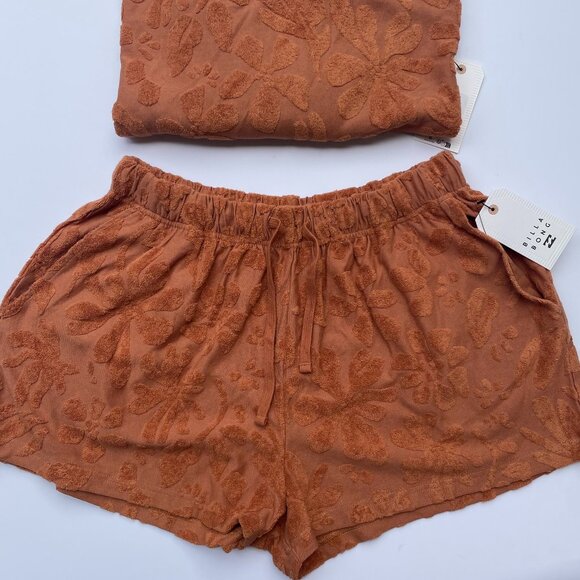 Billabong Loosen Up Set- Sweatshirt & Shorts | Size S/M | Burnt Orange/Toffee - Picture 7 of 12